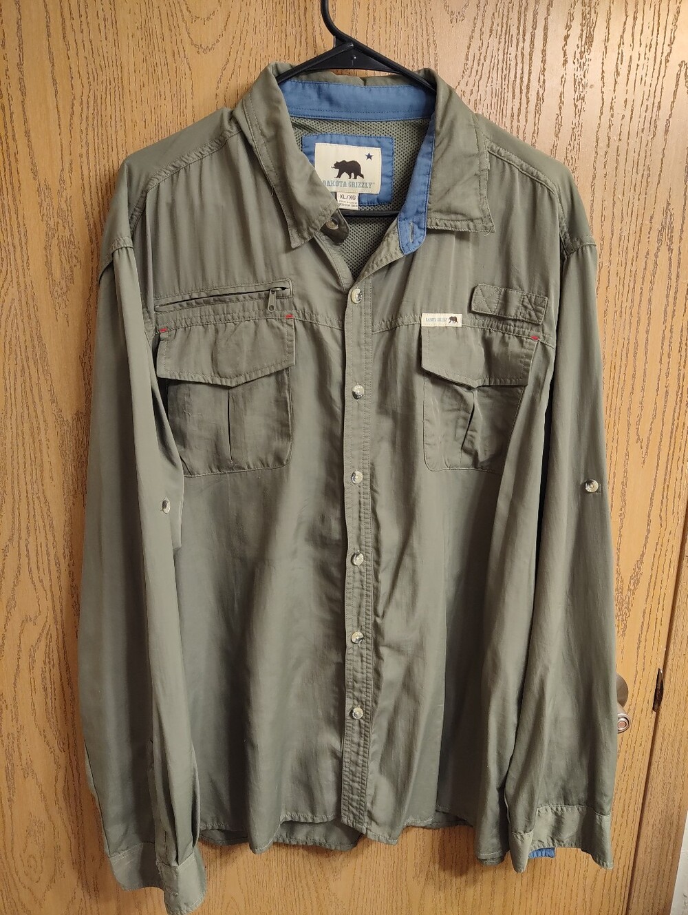 Men's Lightweight Olive Button-Front Utility Shirt Jacket